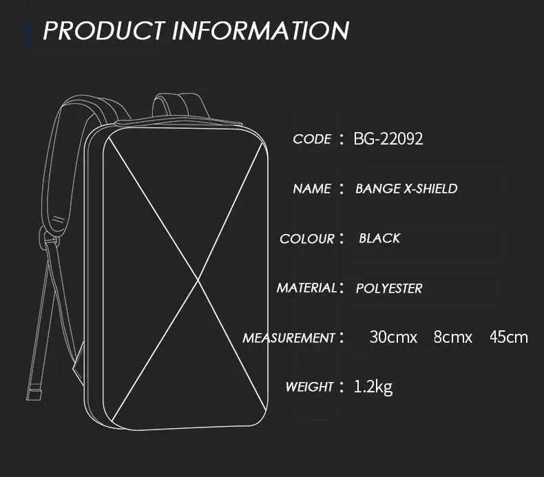 Bange X-Shield Business Multi Compartment Backpack 22092 - Three