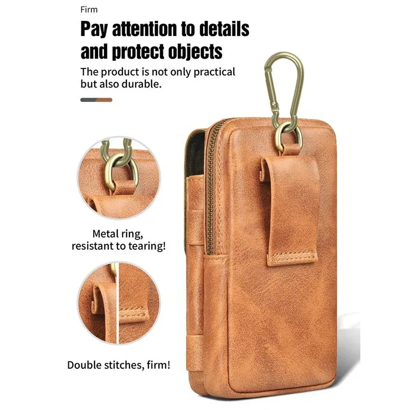 Puloka Leather Phone Holster Belt Bag - Three