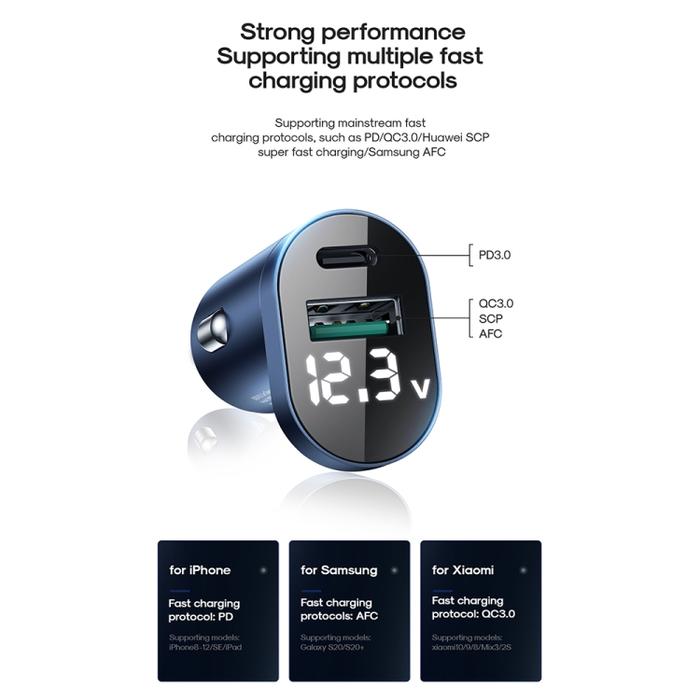 Joyroom Dual Port Fast Car Charger with LED Display C-A17