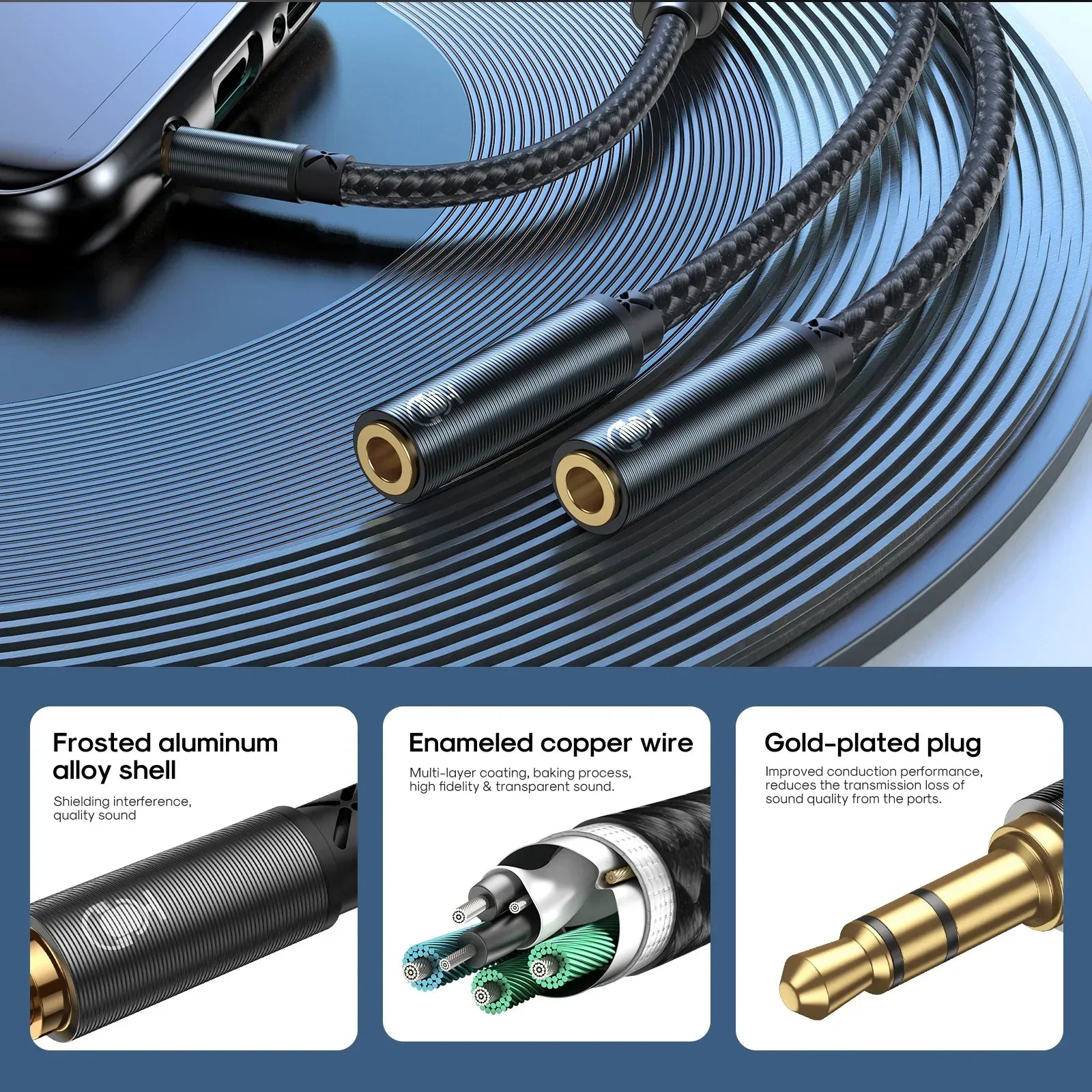 Joyroom Male To 2-Female Y-splitter Audio Cable SY-A04 - Three