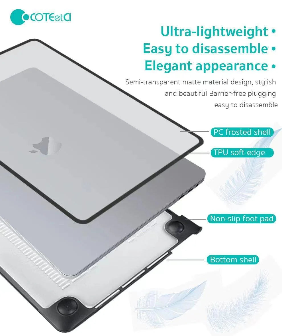 Coteetci PC Frosted Case TPU Frame Protection MacBook
