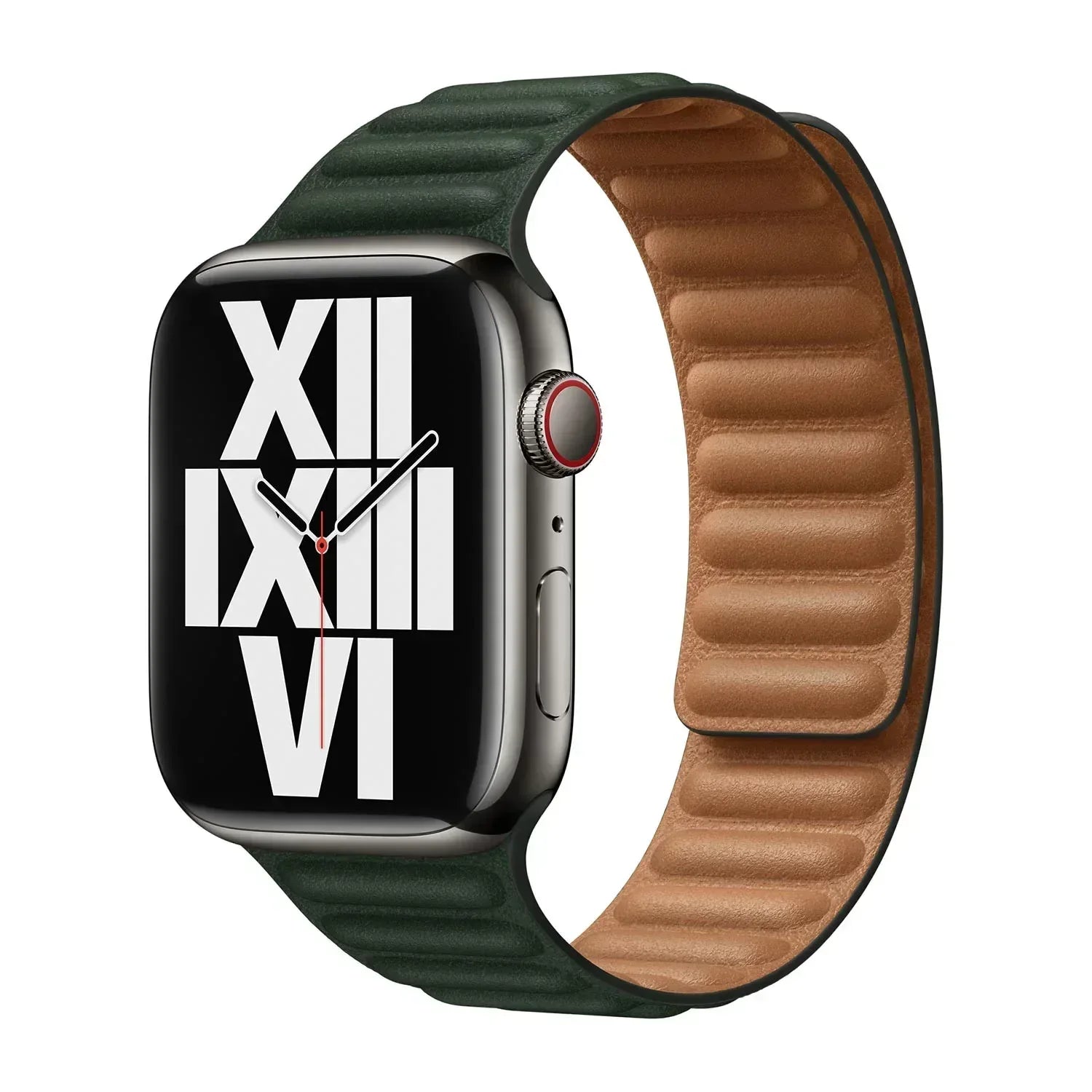 Green Lion Leather Link Watch Strap 42mm/44mm/45mm - Three