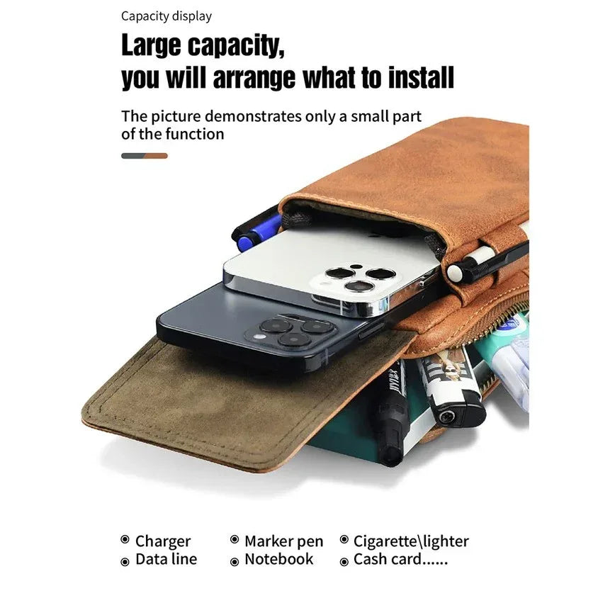 Puloka Leather Phone Holster Belt Bag - Three