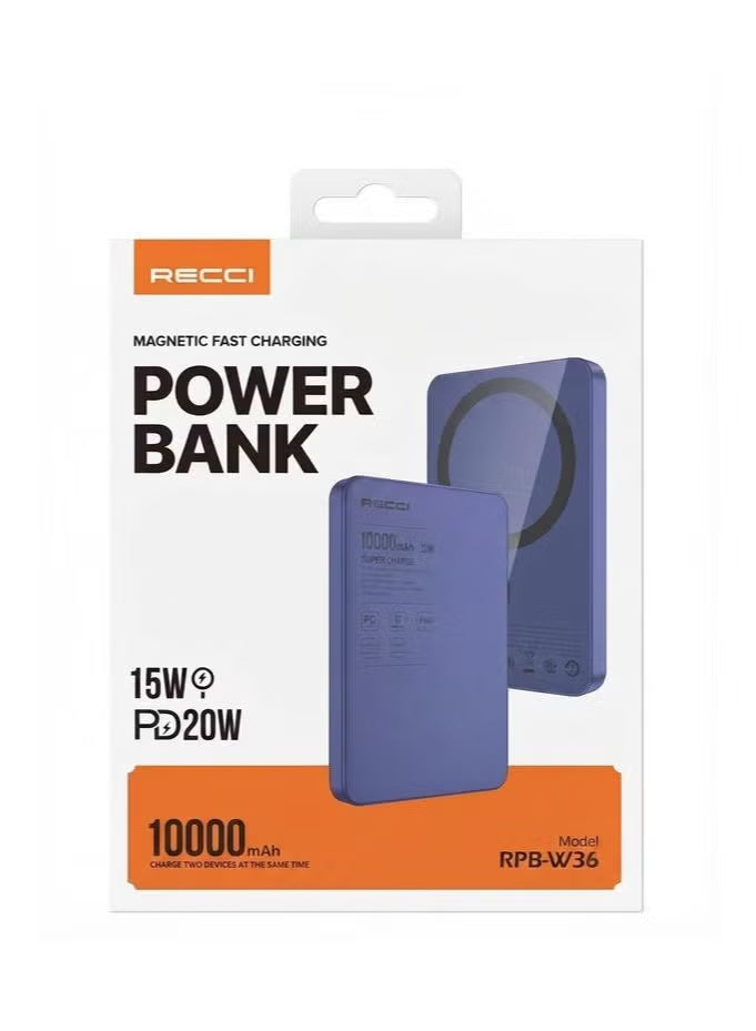 Recci Magnetic Power Bank 10000 mAh 15W RPB-W36
