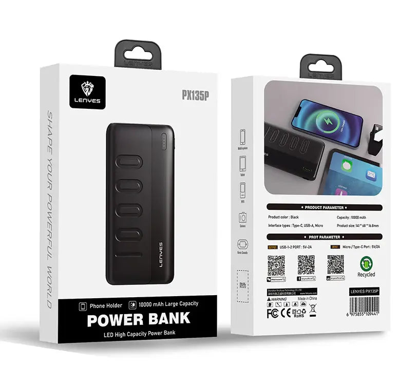 Lenyes 10000mAh 10W Dual USB Power Bank PX135