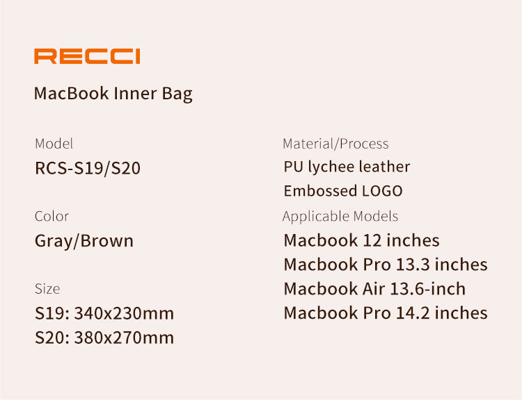 Recci Dream Inner Bag Sleeve For MacBook