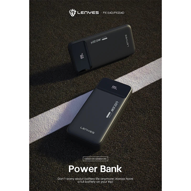 Lenyes 10000mAh 22.5W PD QC Digital Display Power Bank PX154D