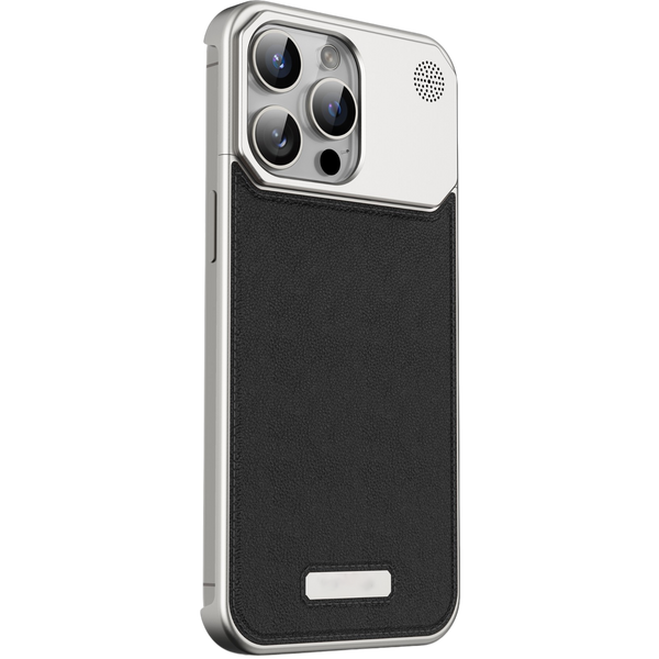 NJOYNY Metal Leather Case iPhone 16 Pro Max