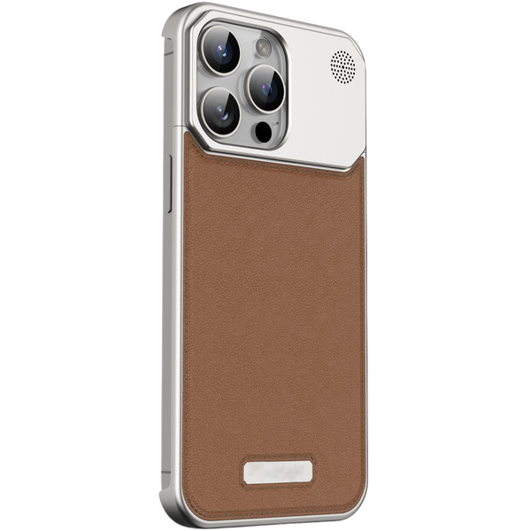 NJOYNY Metal Leather Case iPhone 16 Pro Max