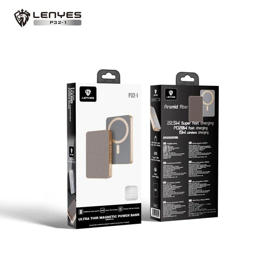 Lenyes 10000mAh 20W PD 15W MagSafe Aramid Fiber Power Bank P32