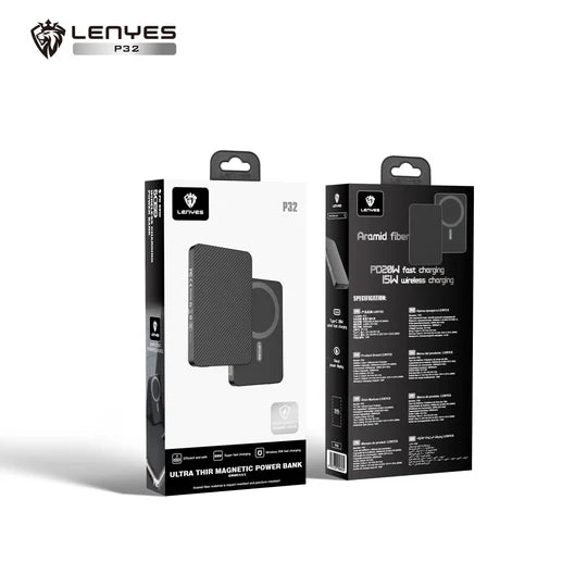 Lenyes 5000mAh 20W PD 15W MagSafe Aramid Fiber Power Bank P32