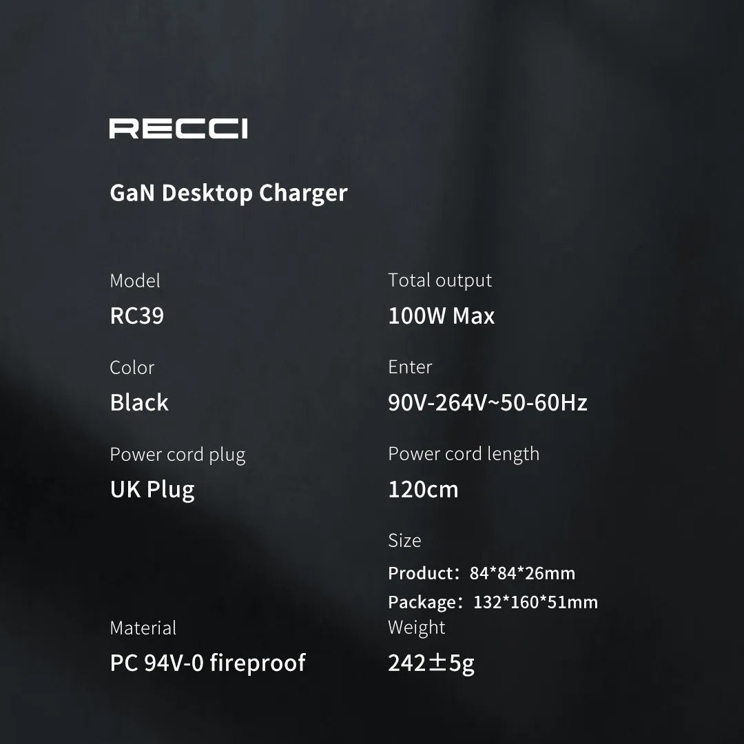 Recci GaN 65W Fast Charge Desktop Charger RC37