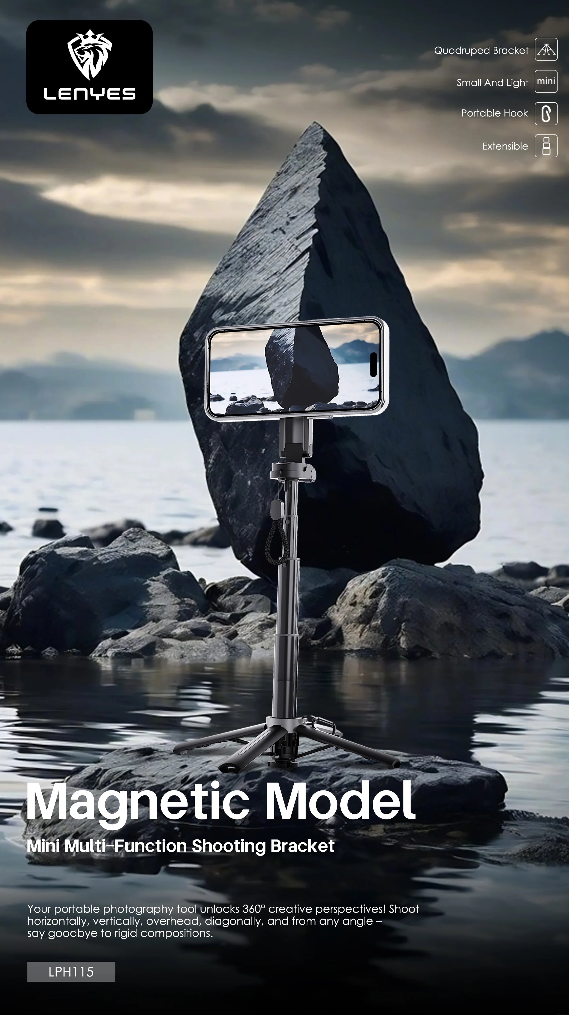 Lenyes 3-in-1 MagSafe Mini Tripod Selfie Stick LPH115