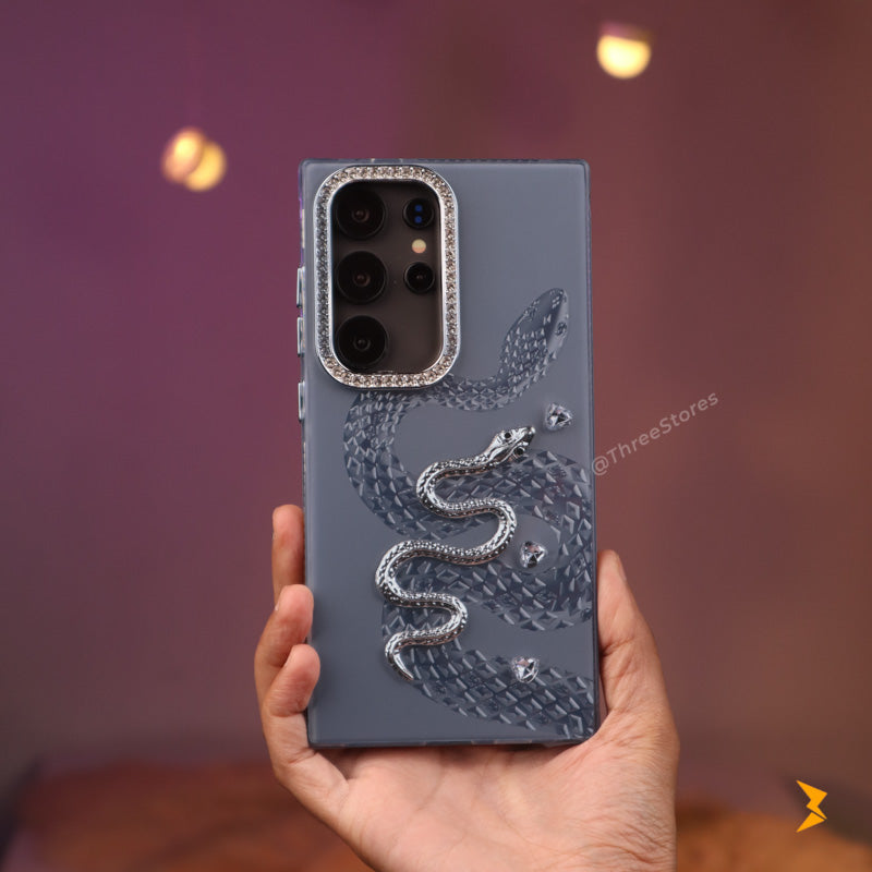 Diamond Heart Snake Case Samsung S25 Ultra