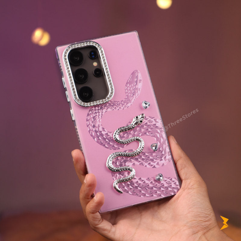 Diamond Heart Snake Case Samsung S24 Ultra