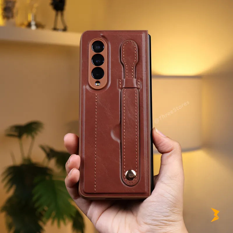 Retro Leather Grip Case Samsung Z Fold 3