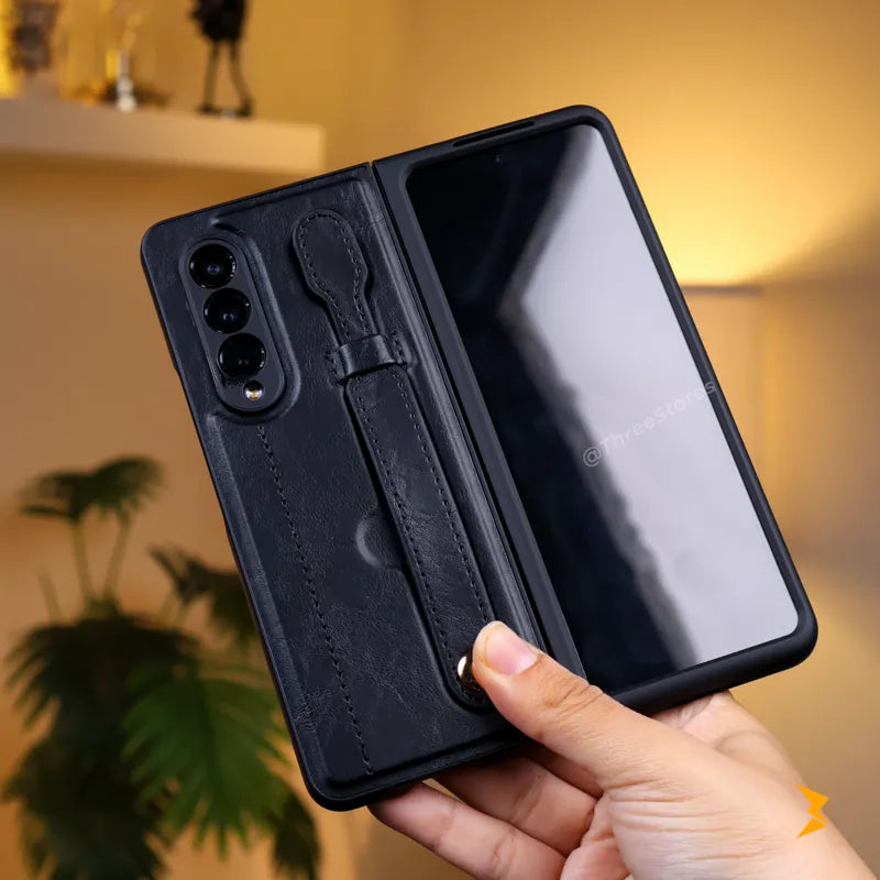 Retro Leather Grip Case Samsung Z Fold 3