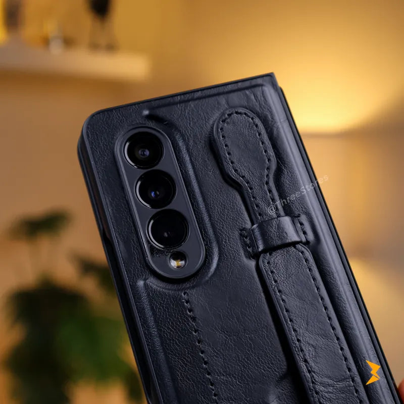 Retro Leather Grip Case Samsung Z Fold 3