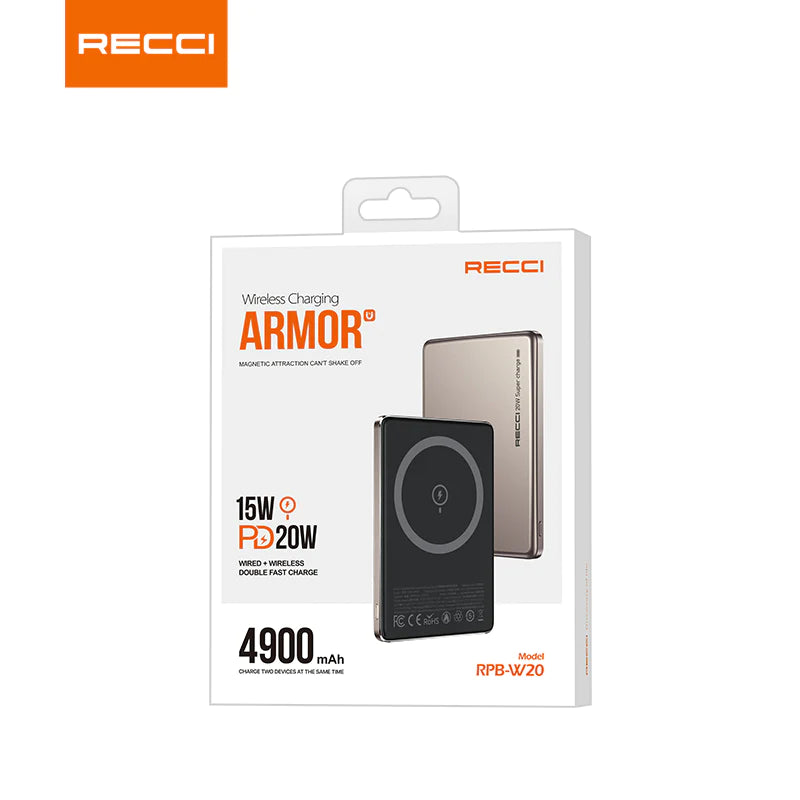 Recci ARMOR Wireless Magnetic Power Bank PD20W RPB-W20