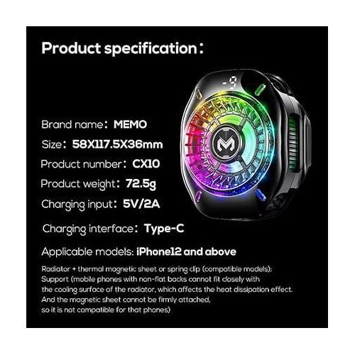 MEMO AI Modes Gaming Cooler with RGB light CX10