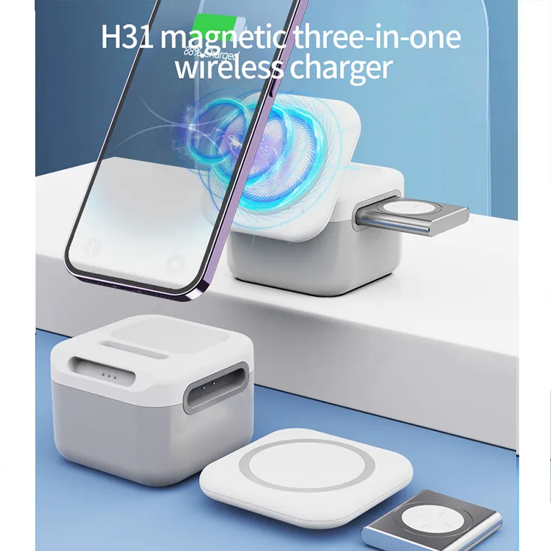 3 in 1 Cube Magnetic Wireless Charger