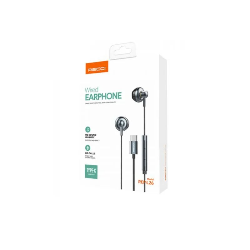 Recci Stereo High-Quality Wired USB-C Earphone REP-L26