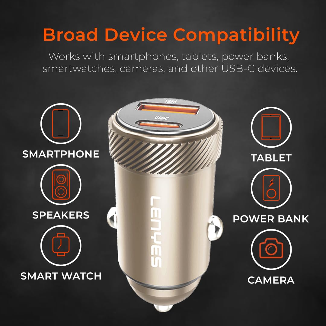 Lenyes 48W PD QC3.0 Dual-Port Mini Car Charger CA57