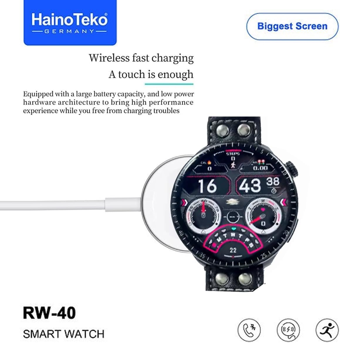 ساعة HainoTeko Germany RW-40 بتصميم عصري ولون أسود