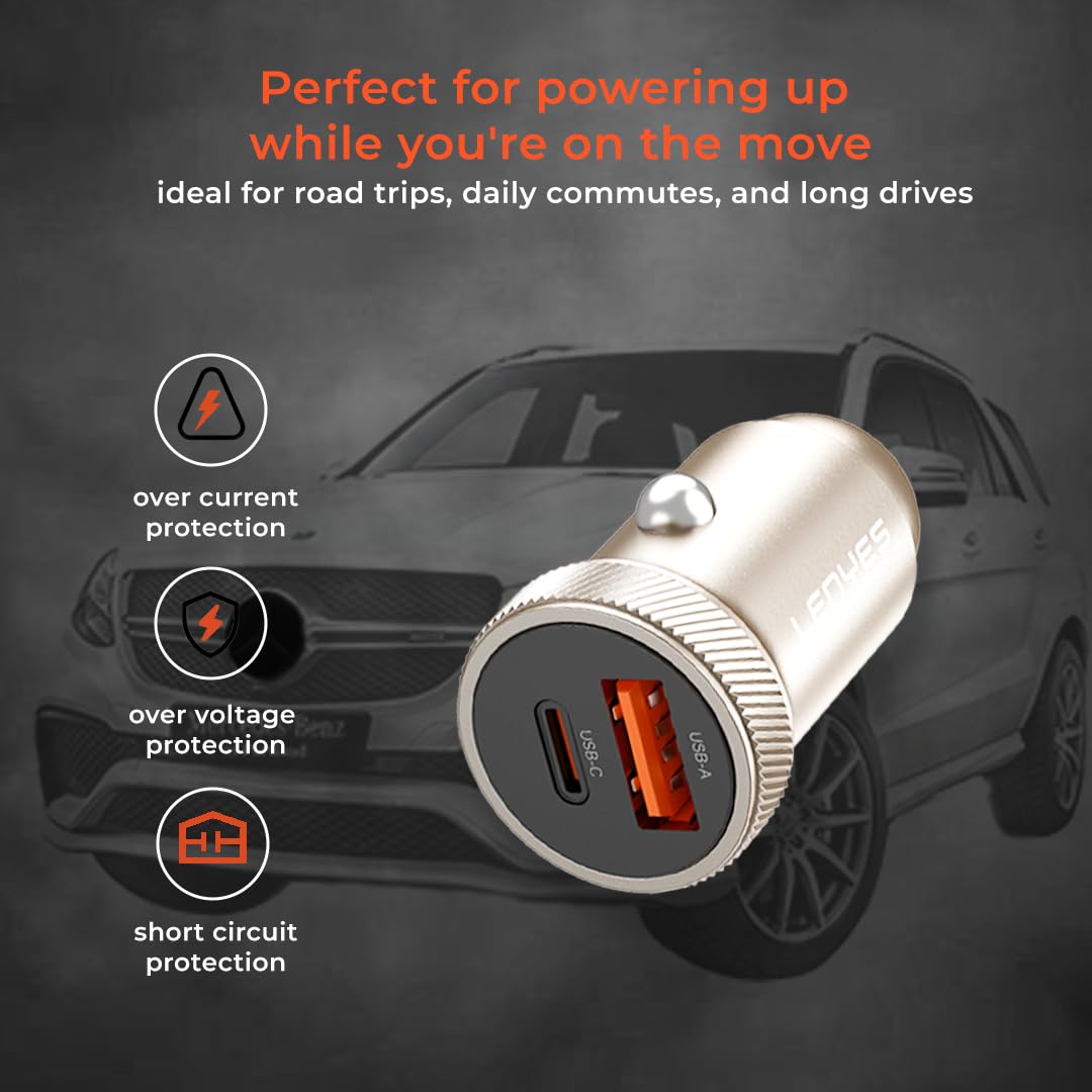 Lenyes 48W PD QC3.0 Dual-Port Mini Car Charger CA57