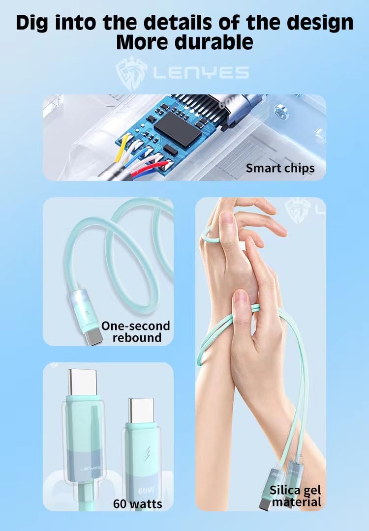 Lenyes Type-C to Type-C 60W Fast Charging Data Cable LC516TC-TC