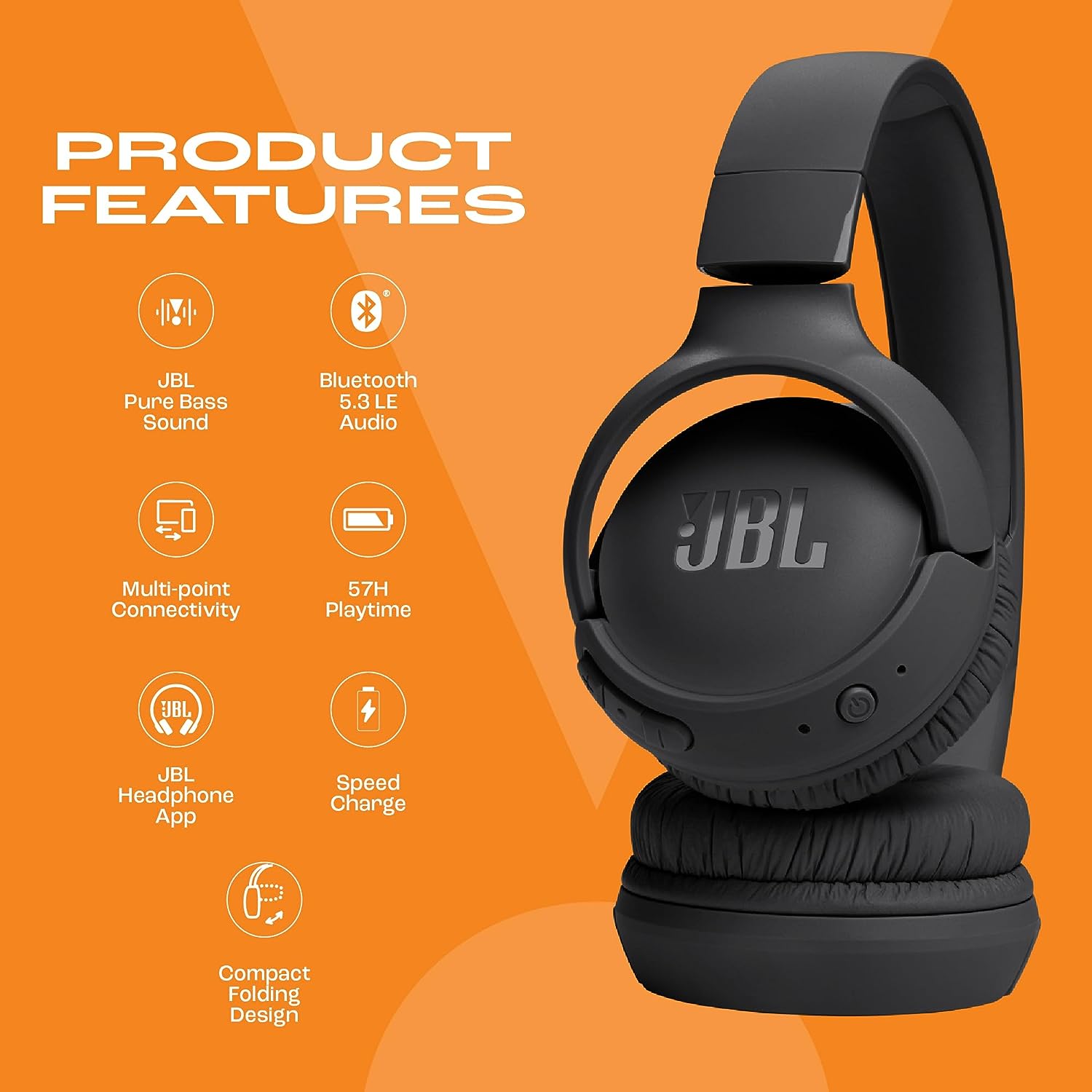 JBL Tune 520BT Wireless On-Ear Headphones
