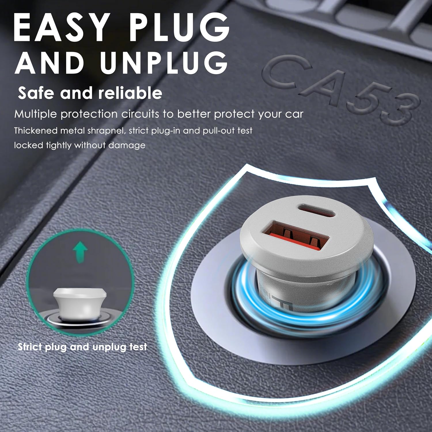 Lenyes 48W PD QC3.0 Dual-Port Mini Car Charger CA53