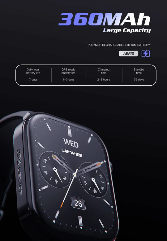 Lenyes 2.01-Inch GPS Bluetooth Calling 1ATM Smart Watch Aeris