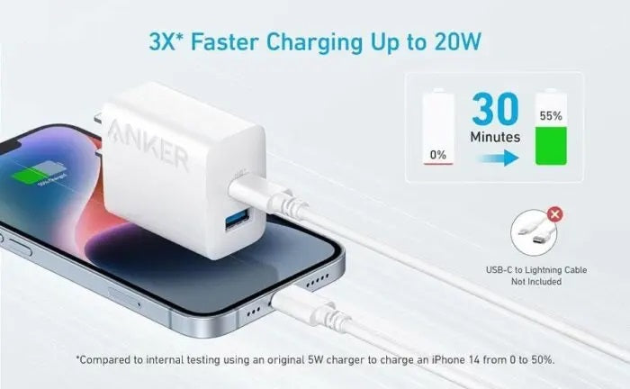 Anker 20W Dual Port High-Speed USB-C Charger A2348