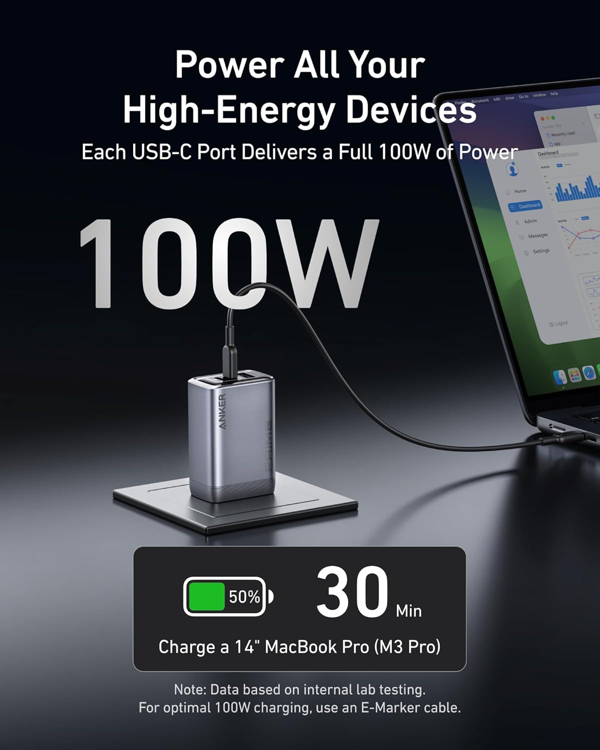 Anker Prime Charger (100W, 3 Ports, GaN) A2688