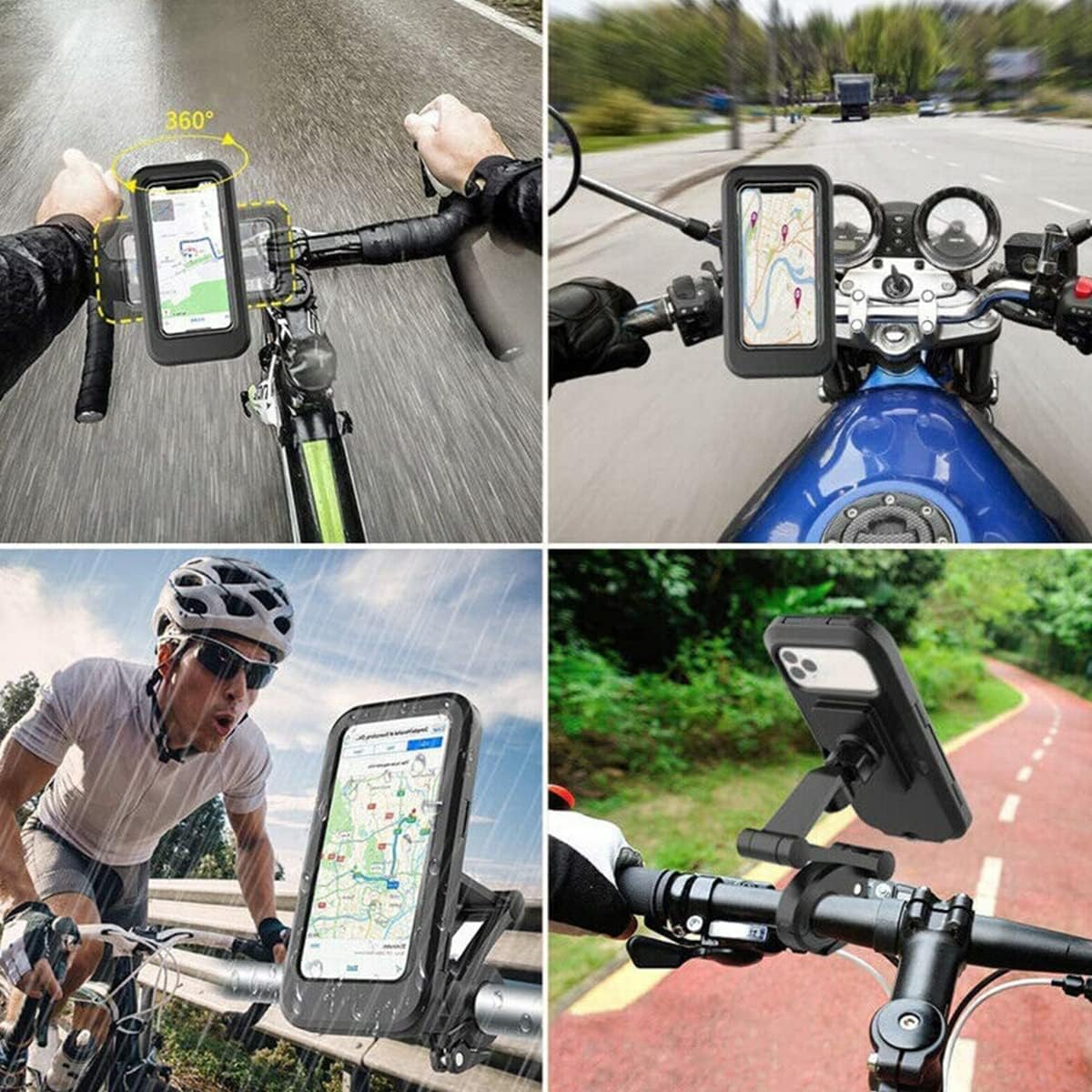 Bike & Motorcycle Magnetic Waterproof Phone Holder with 360° Rotation M3