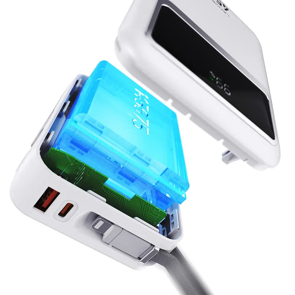 Lenyes 10000mAh 45W Dual Built-In Cable Digital Display Power Bank C04-A