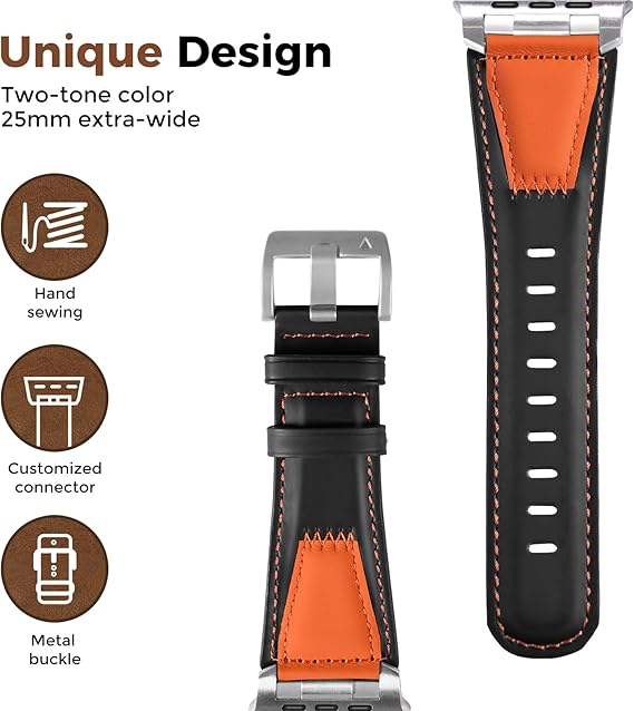 Contrast Leather Band For Apple Watch