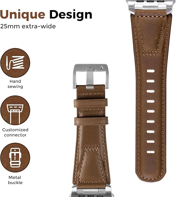 Contrast Leather Band For Apple Watch