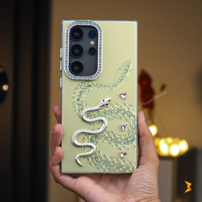 Diamond Heart Snake Case Samsung S25 Ultra
