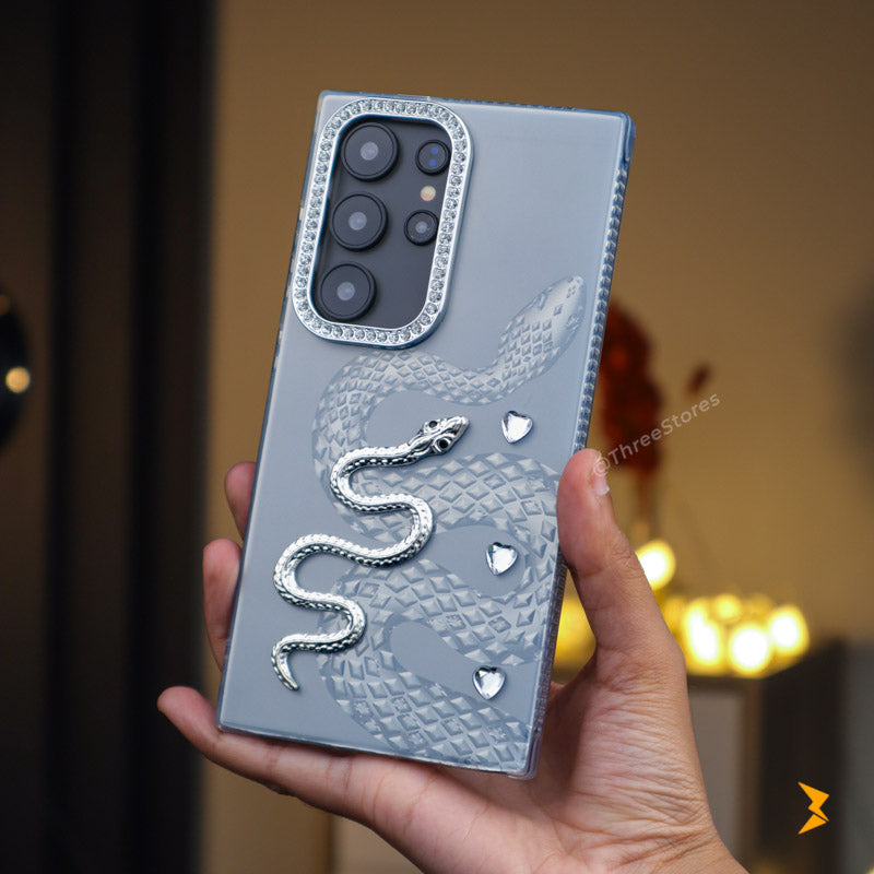 Diamond Heart Snake Case Samsung S25 Ultra