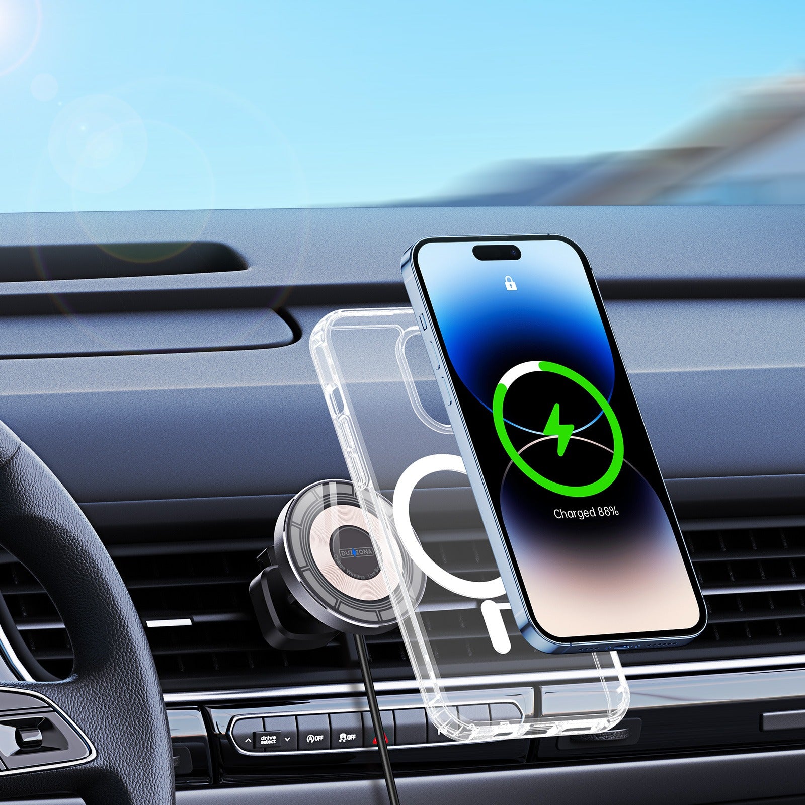 Duzzona Transparent Magnetic Wireless Car Charger V2