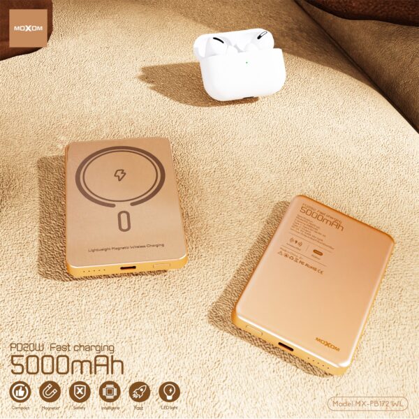 Moxom Magnetic Wireless Power Bank 5000mAH PB-172