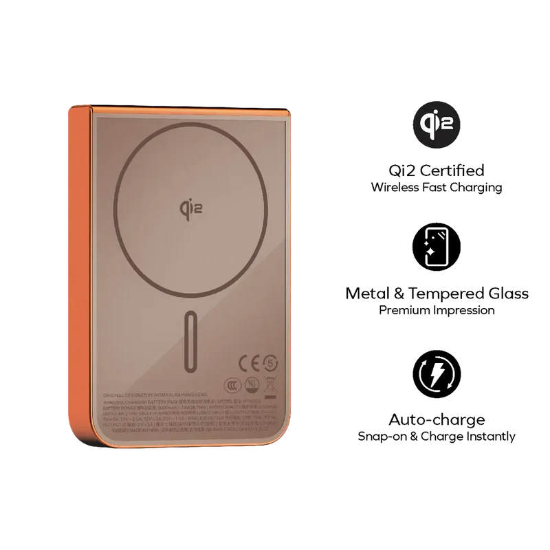 Momax 1-Power S.Pass 10000mAh Qi2 Magnetic Wireless Battery Pack 15W