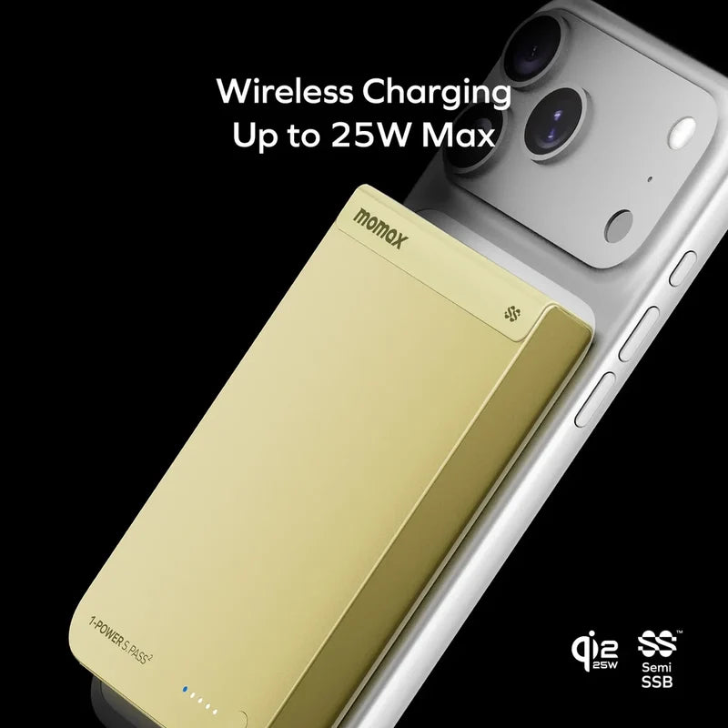 Momax 1-Power S.Pass² 10000mAh Semi SSB Magnetic Wireless Battery Pack 25W
