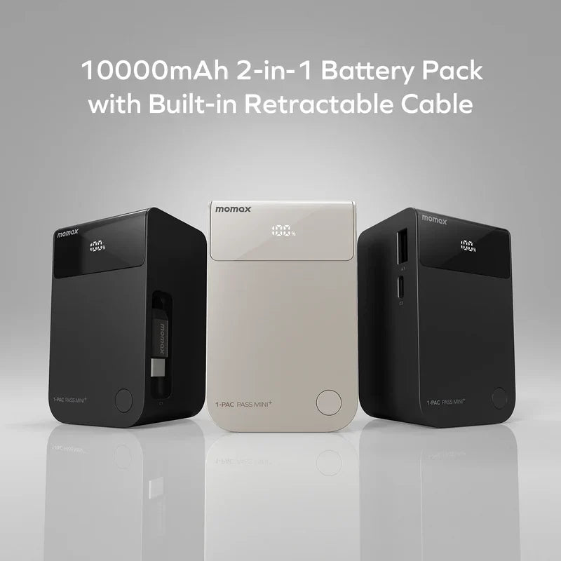 Momax1-Pac Pass Mini⁺ 10000mAh 2in1 Battery Pack with Built-in Retractable Cable