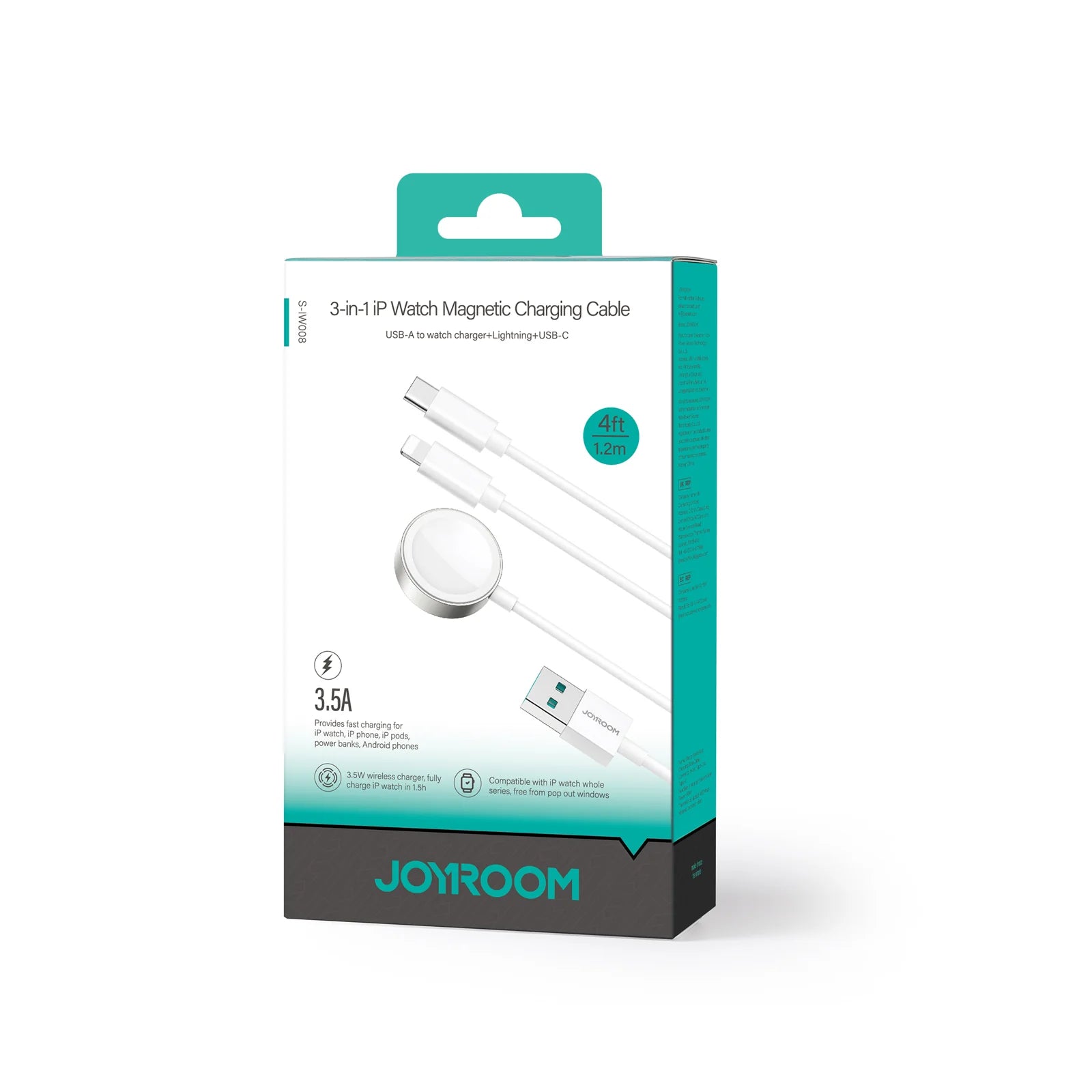 Joyroom 3-in-1 iP Watch Magnetic Charger Lightning Type-C cable (USB-A) 1.2m S-IW008