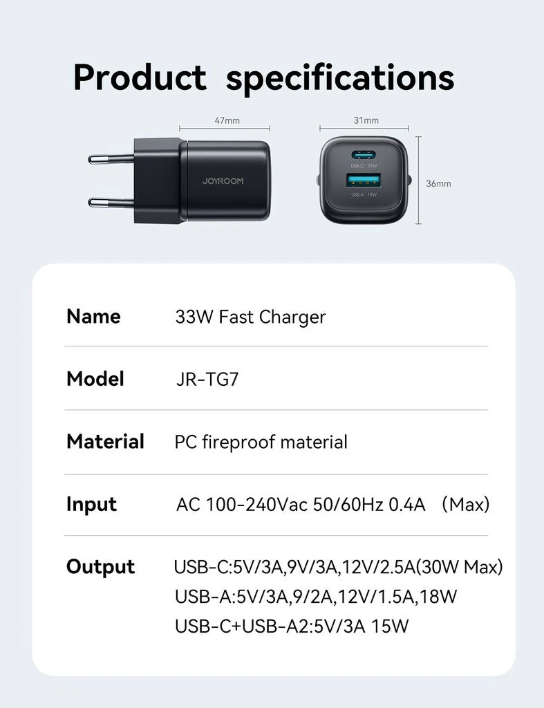 Joyroom 33W Dual-Port Charger JR-TG7