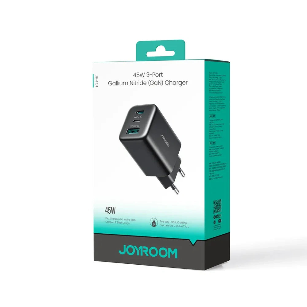 Joyroom 45W 3 Port Gallium Nitride GaN Wall Charger JR-TO1