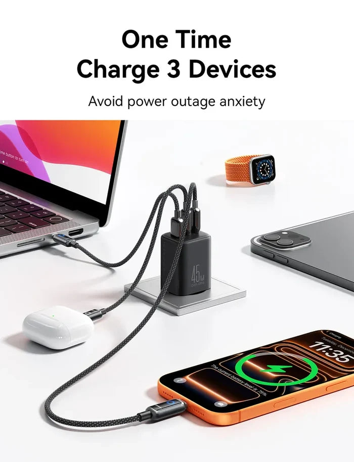 Joyroom 45W 3 Port Gallium Nitride GaN Wall Charger JR-TO1